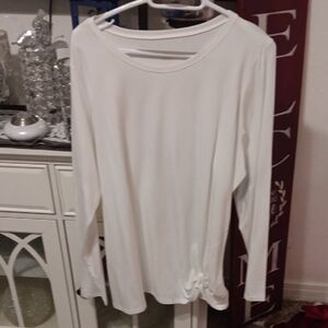 Belle by Kim Gravel Elegant White Long Sleeve Top
